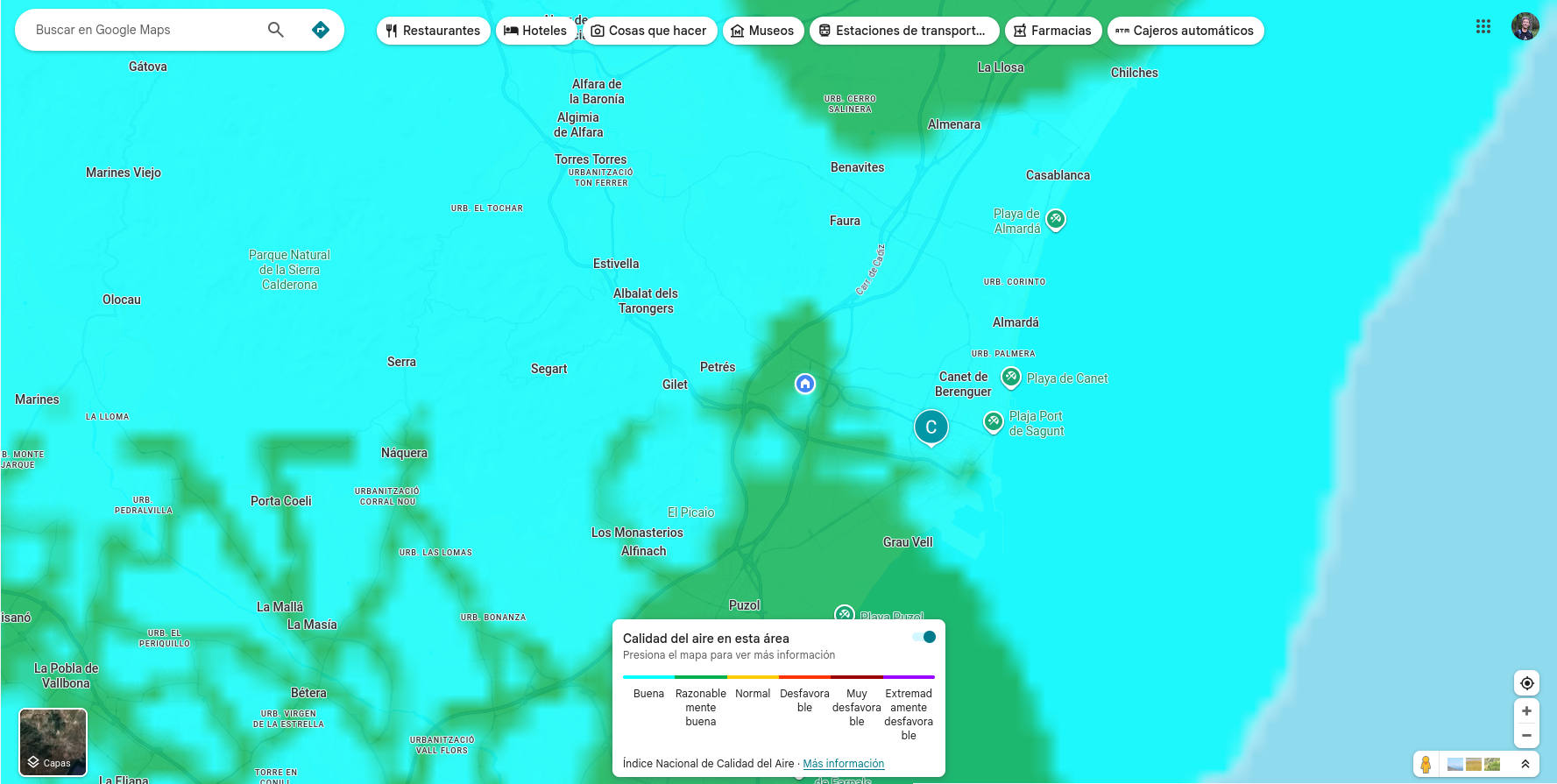 Cómo ver la calidad del aire en Google Maps