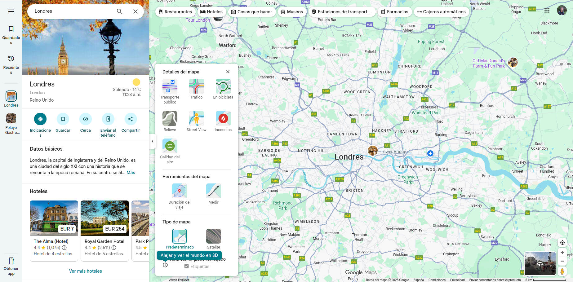 Modo Vista de pájaro en Google Maps